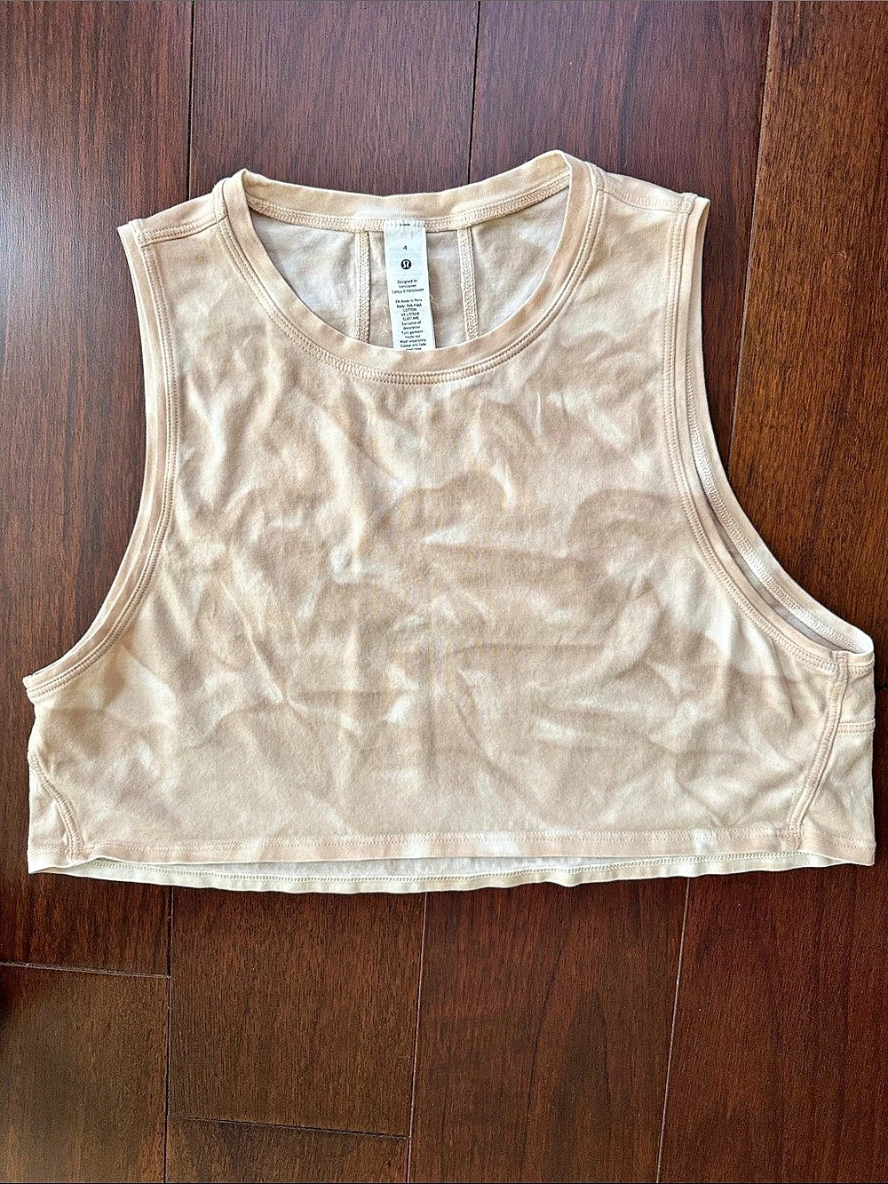 lululemon All Yours Cropped Cotton Tank Top *Tie Dye Beige Size 4